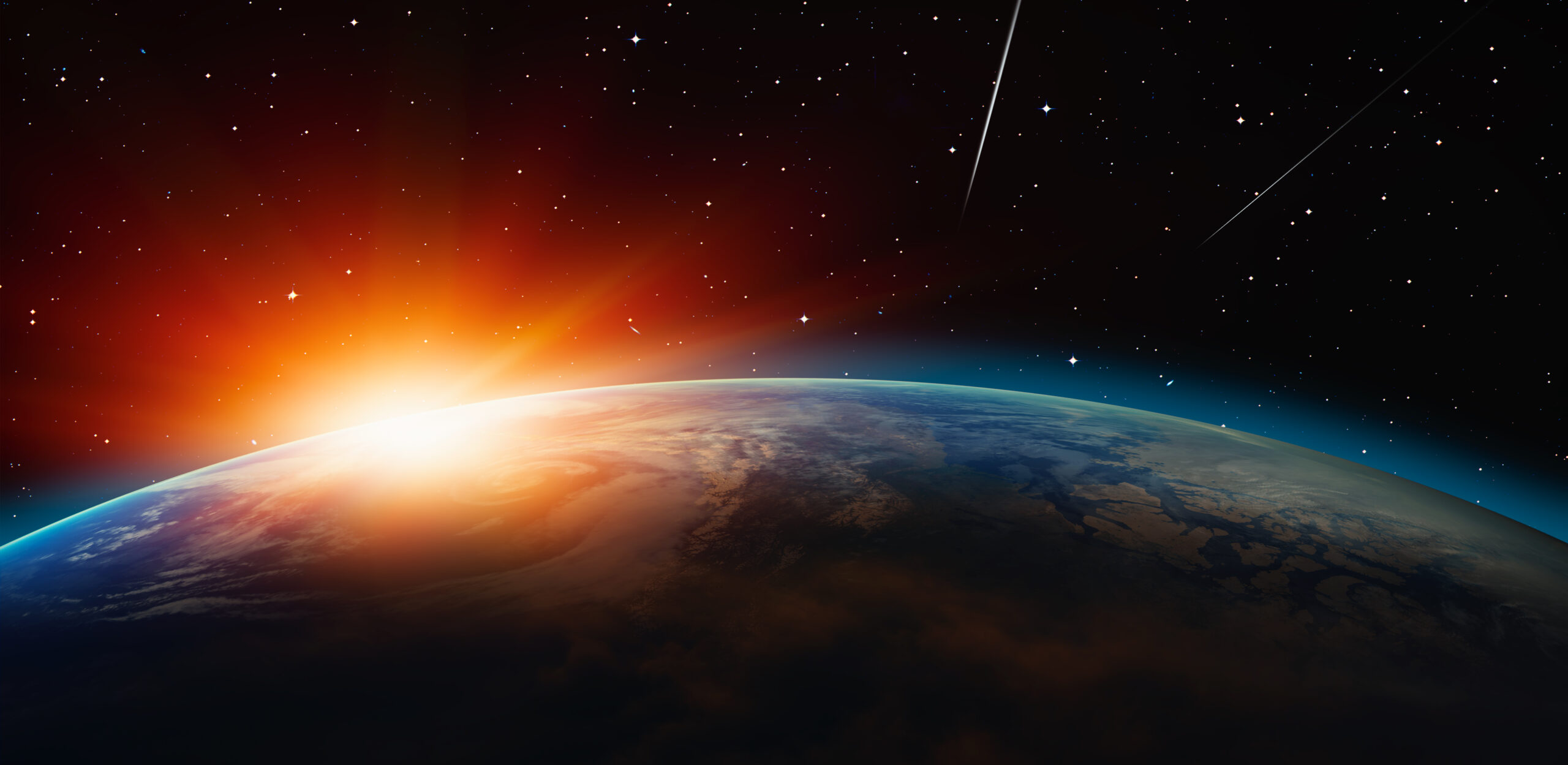 Planet Earth with a spectacular sunset “Elements of this image f