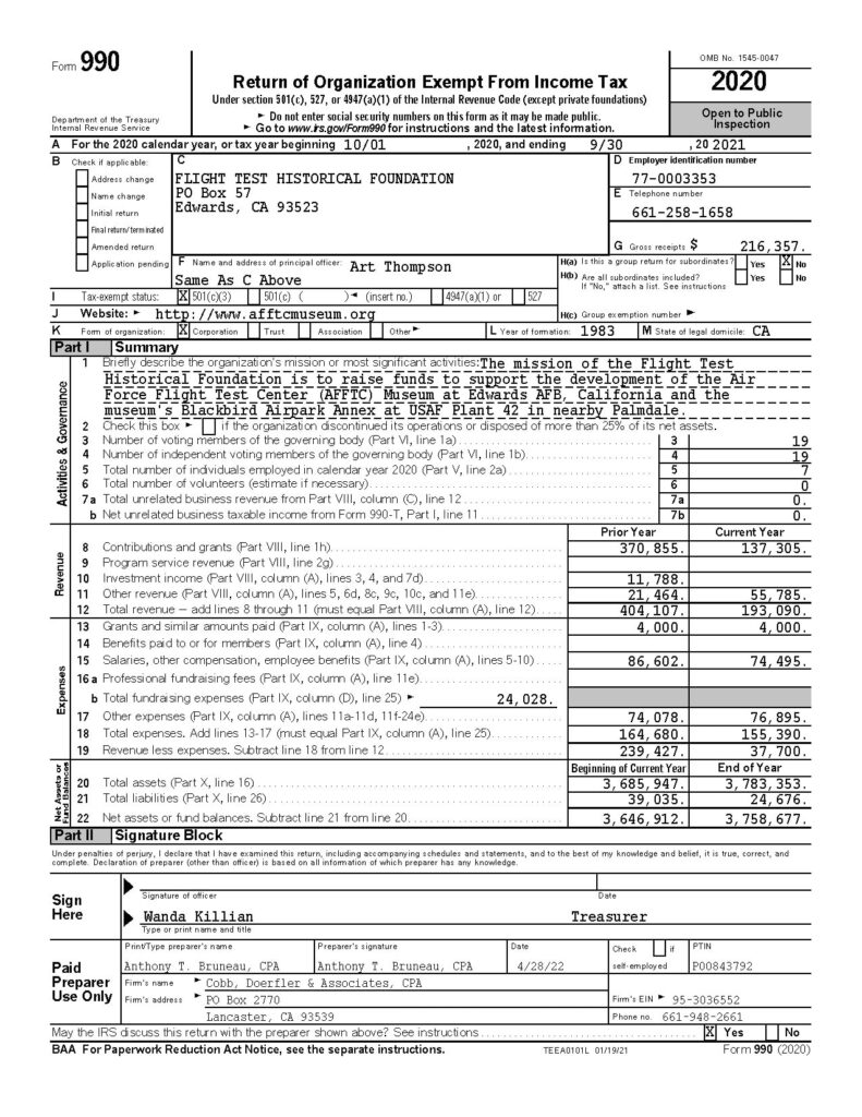 financial-information-flight-test-historical-foundation